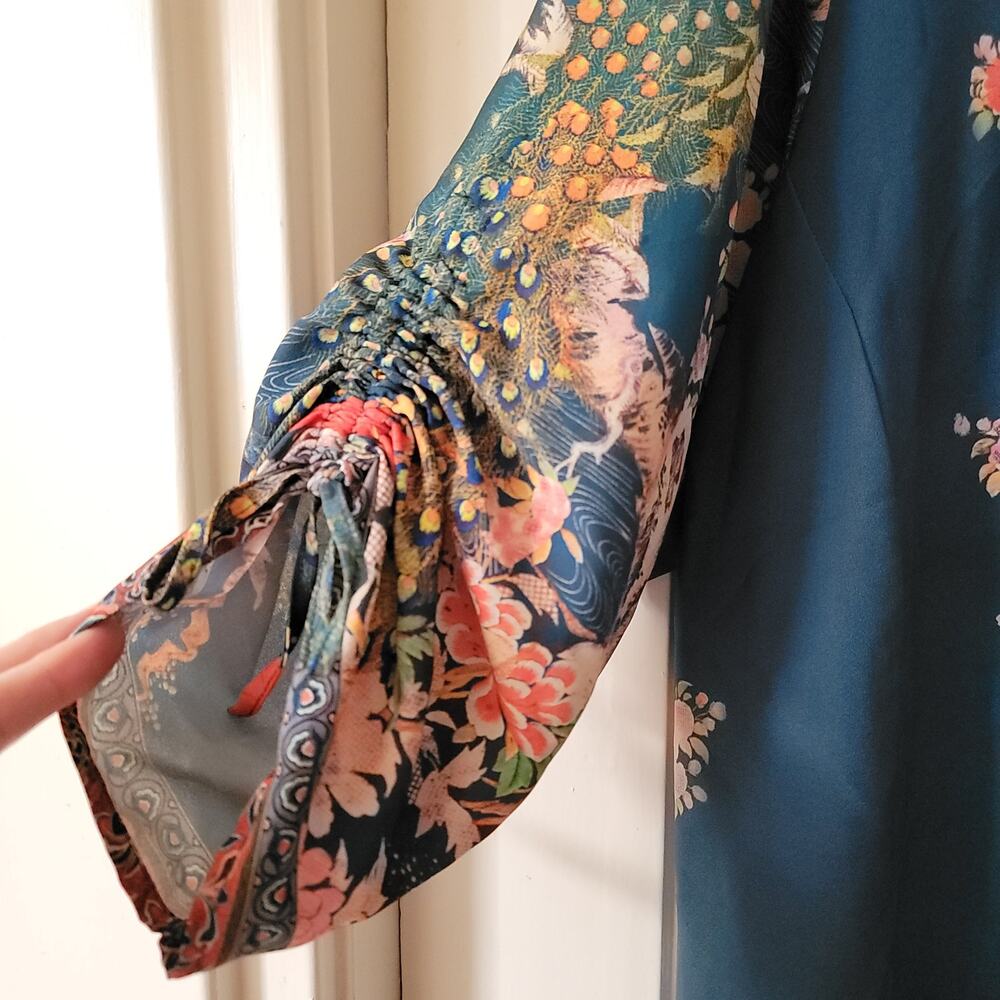 Citron Santa Monica Bonsai Peacock Printed Blouse 3X - Picture 2 of 7